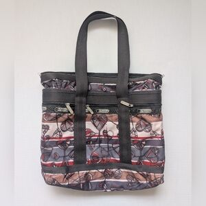 LeSportSac Hearts and Brown Trim Tote Handbag